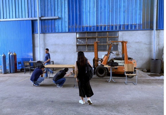 Fika-Sourcing team performing quality control for weather-resistant patio sets.